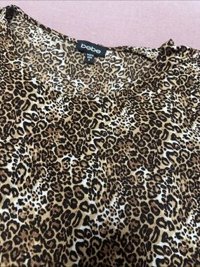 Y2K bebe Brown Leopard-Print Long Sleeve Top